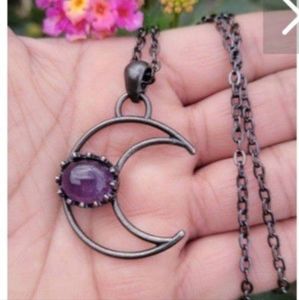 Amethyst Crescent Moon Necklace Crescent Moon Necklace February Birthstone